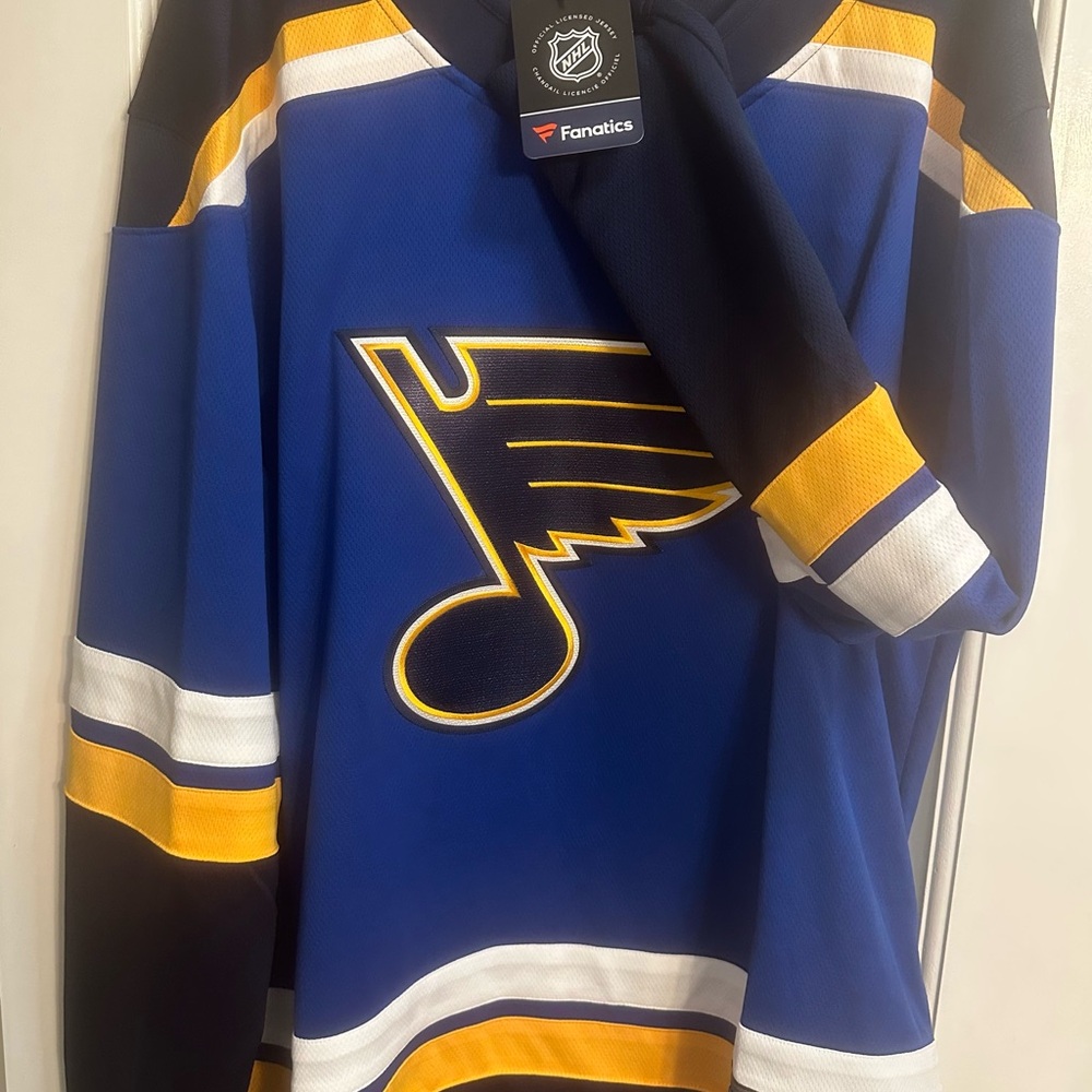 St Louis Fanatics Blue and Yellow Hockey Jersey - Picture 2 of 5